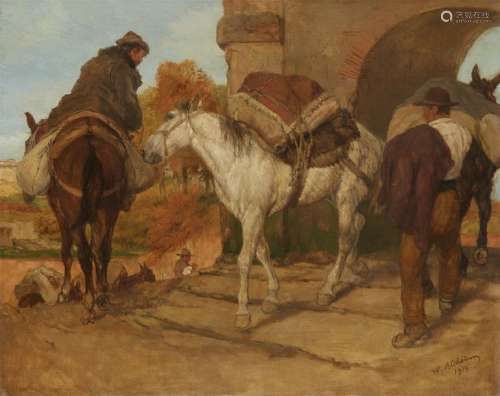 Wilhelm Altheim, Pack Horses by an Archway