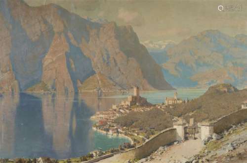 Erich Kips, A View of Malcesine on Lake Garda with…