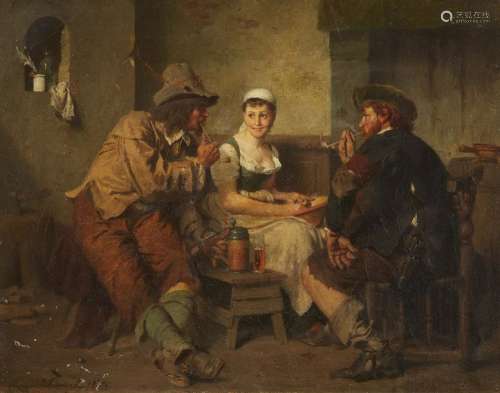 Eugen Klimsch, Interior Scene with Two Men Smoking…