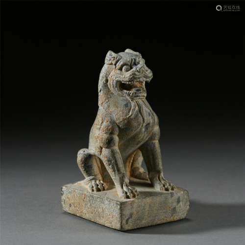 CHINESE MARBLE STONE SEATED LION