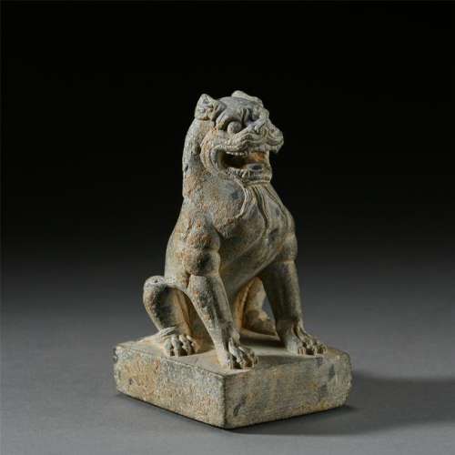 CHINESE MARBLE STONE SEATED LION