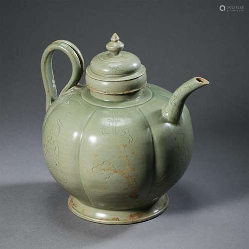 CHINESE PORCELAIN YUE WARE CELADON GLAZE KETTLE