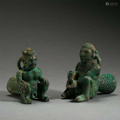 CHINESE ANCIENT BRONZE FIGURE CART PART