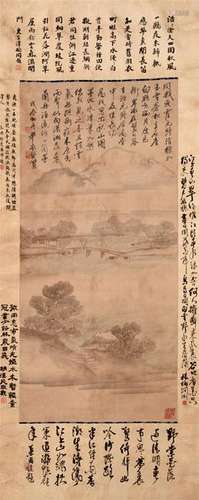 CHINESE SCROLL PAINTING OF MOUNTAIN VIEWS WITH