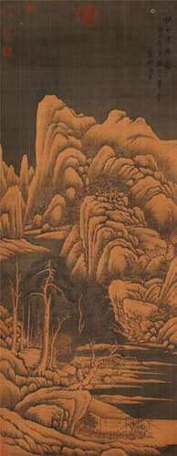 CHINESE SCROLL PAINTING OF MOUNTAIN VIEWS