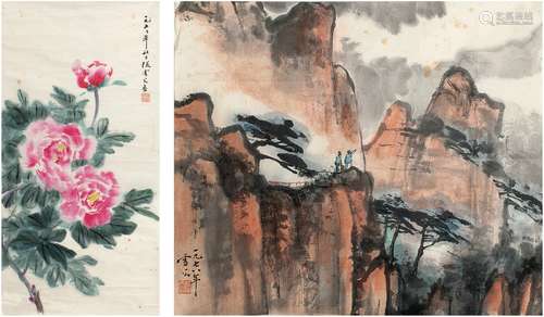 张雪父（1911～1987） 牡丹图·云山奇松图