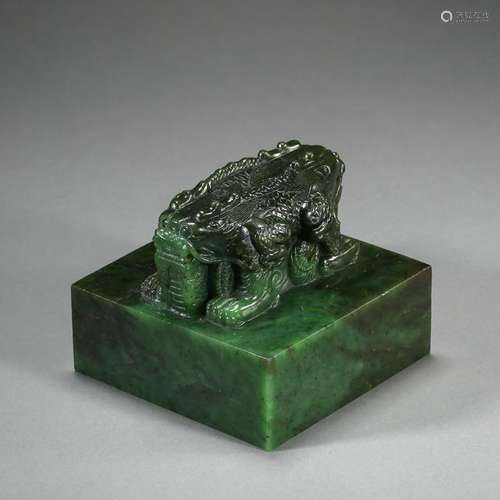 CHINESE SPINACH JADE DRAGON OFFICIAL SEAL