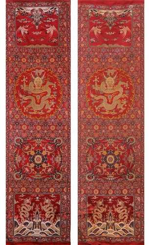 PAIR OF CHINESE EMBROIDERY KESI DRAGON TAPESTRY