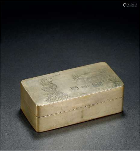 民国·铜博古纹墨盒