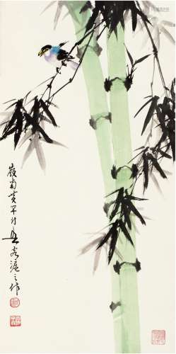 黄幻吾（1906～1985）  竹雀图
