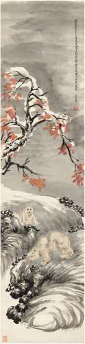 张善孖（1882～1940）  雪夜双熊图