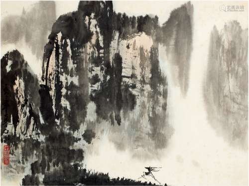 亚  明（1924～2002）  松山云霭图