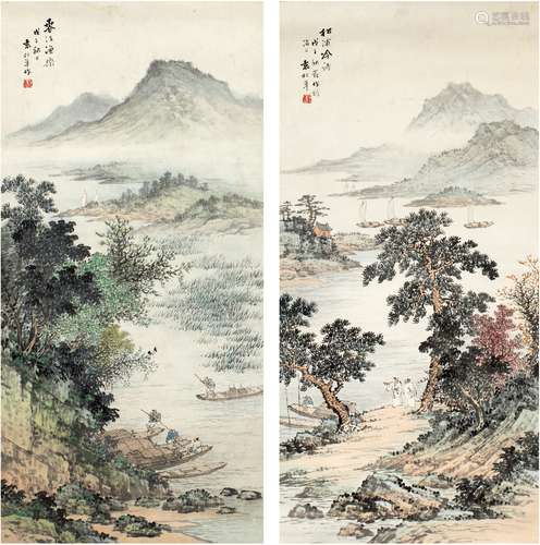 袁松年（1895～1966）  松浦吟诗·春江渔乐