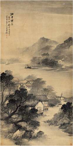 吴石僊（1845～1916）  江干雨意图