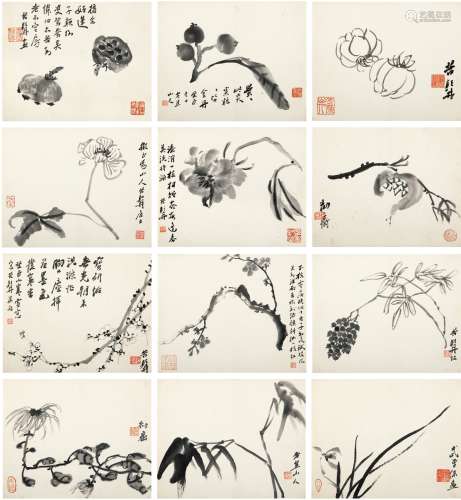 武曾保（1867～1945）  花卉十二帧