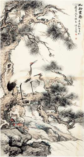 沈  广（1880～1950后）  松龄鹤寿图