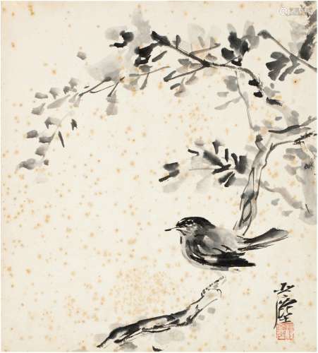 汪亚尘（1894～1983）  花枝立禽图