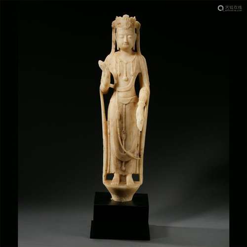 CHINESE WHITE MARBLE STANDING GUANYIN