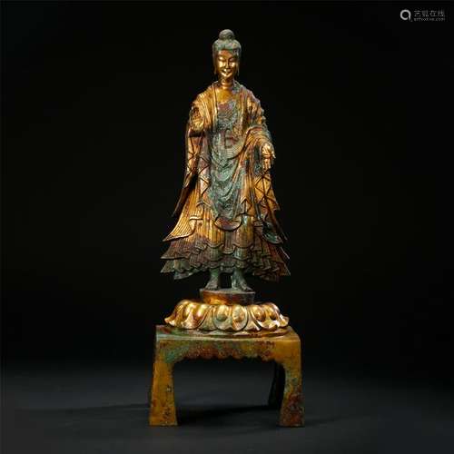 CHINESE GILT BRONZE STANDING BUDDHA