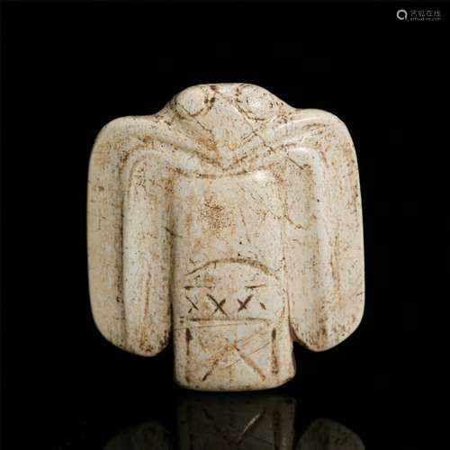 CHINESE ANCIENT JADE CHICKEN BONE WHITE EAGLE PENDANT