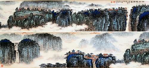 CHINESE HAND SCROLL PAINTING OF MOUNTAIN VIEWS