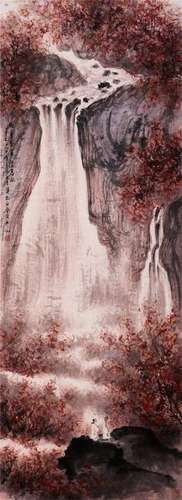 CHINESE SCROLL PAINTING OF WATERFALL