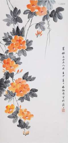 CHINESE SCROLL PAINTING OF FLOWER