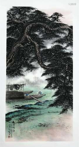 CHINESE SCROLL PAINTING OF PINE TREE