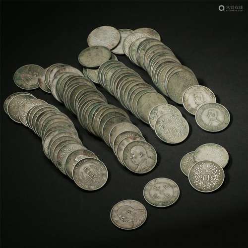 ONE HUNDRED CHINESE SILVER DOLLAR COINS