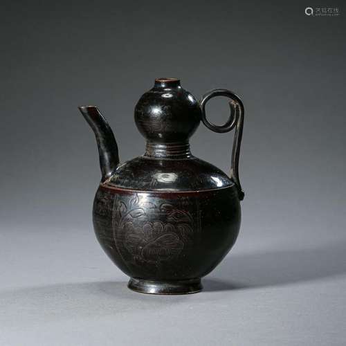 CHINESE PORCELAIN DING WARE BLACK GLAZE KETTLE