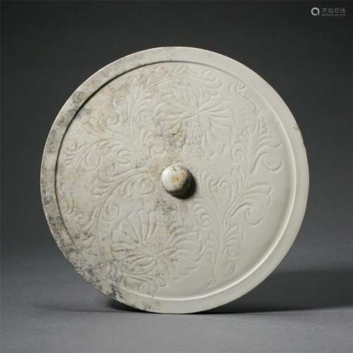 CHINESE PORCEALIN DING WARE WHITE GLAZE ROUND MIRROR