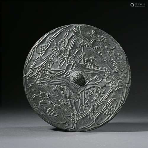 CHINESE ANCIENT BRONZE ROUND MORROR