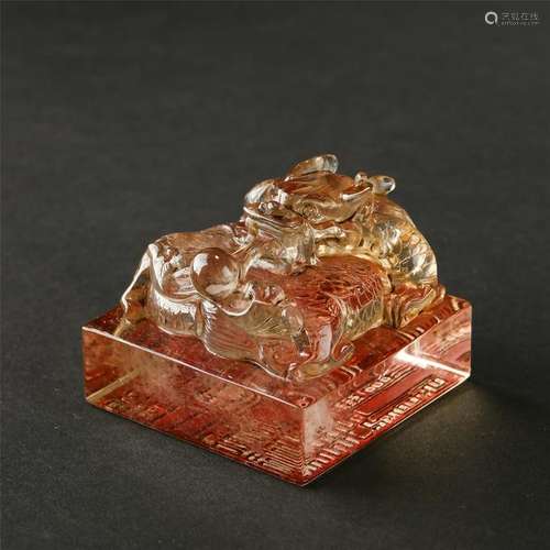 CHINESE ROCK CRYSTAL BEAST SEALS