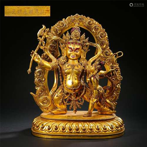 TIBETAN GILT BRONZE SAMANTAKA