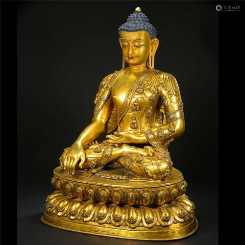 CHINESE GITL BRONZE SEATED BUDDHA