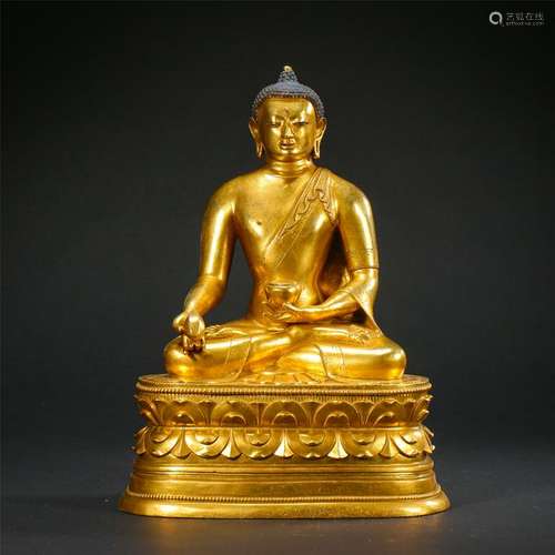 CHINESE GITL BRONZE SEATED BUDDHA