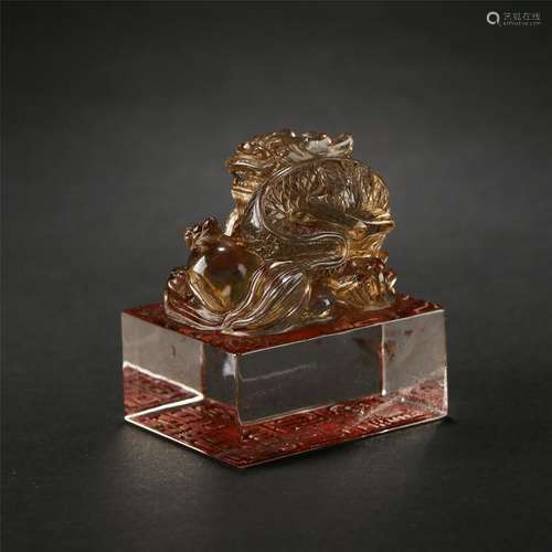 CHINESE ROCK CRYSTAL BEAST SEAL