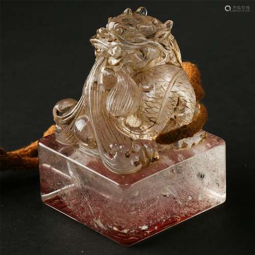 CHINESE ROCK CRYSTAL BEAST SEAL