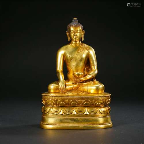 CHINESE GILT BRONZE SEATED BUDDHA