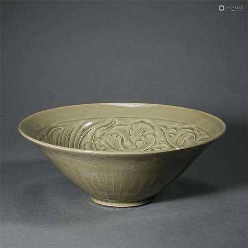 CHINESE PORCELAIN YAO WARE ENGRAVED FLOWER BOWL