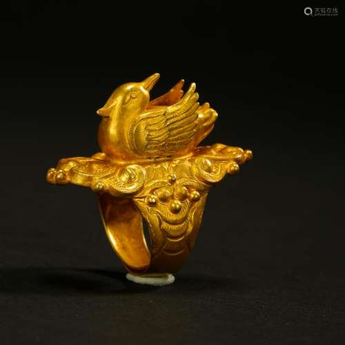 CIHNESE PURE GOLD BIRD RING