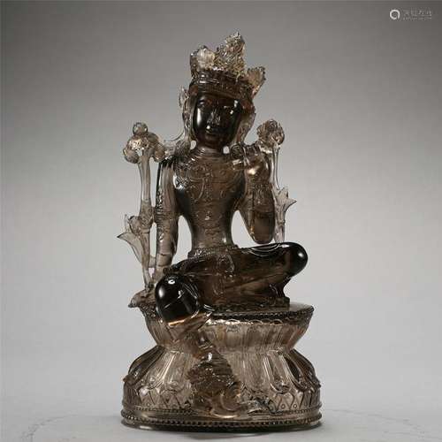 CHINESE TEA ROCK CRYSTAL SEATED GUANYIN