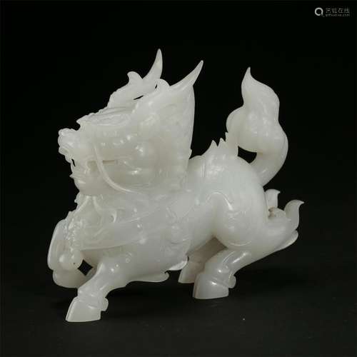 CHINESE WHITE JADE BEAST TABLE ITEM