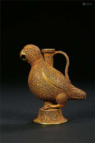 CHINESE GITL BRONZE BIRD TABLE ITEM