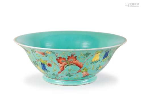 A CHINESE TURQUOISE GLAZED BUTTERFLY BOWL