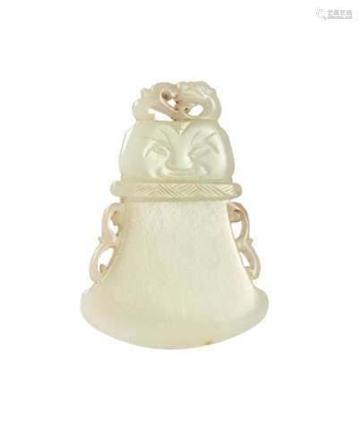 A WHITE JADE BELL-SHAPED PENDANT