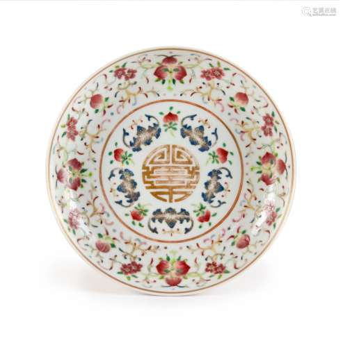 A FAMILLE ROSE FIVE BLESSING PEACH DISH