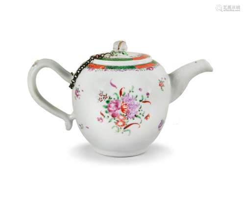 FAMILLE ROSE TEAPOT WITH CHAIN TETHER