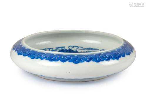 BLUE AND WHITE DRAGON BRUSH WASH DISH