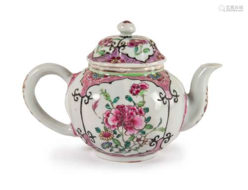 FAMILLE ROSE TEAPOT NOIRE BORDERS